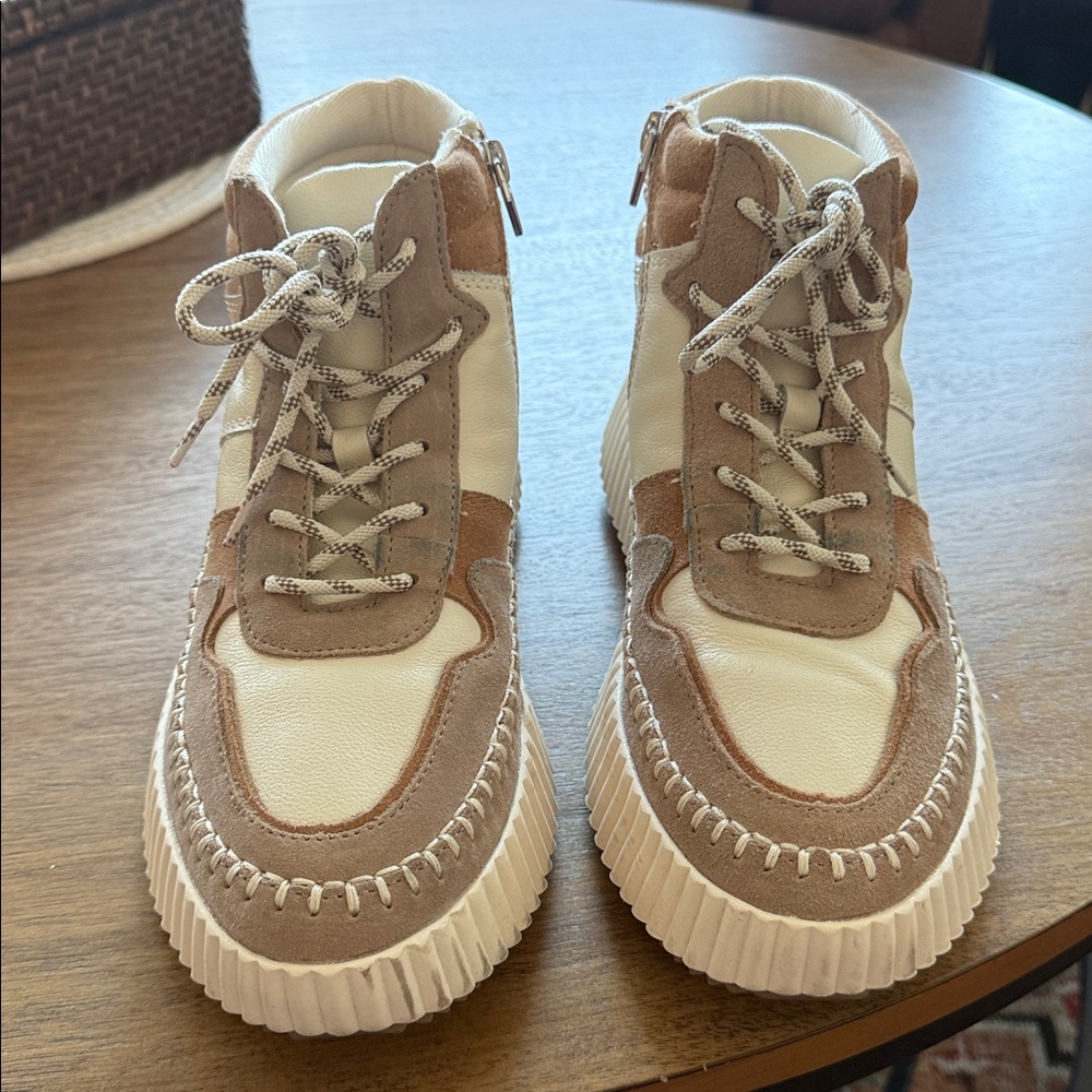 Dolce Vita Womens Bubbles Brown Leather Casual And Fashion Sneakers Like New